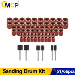 CMCP 51/66pcs Sanding Drum Kit Sanding Band With 3.175mm Shank Mandrels for Dremel Accessories Rotary Tool Abrasive Tools