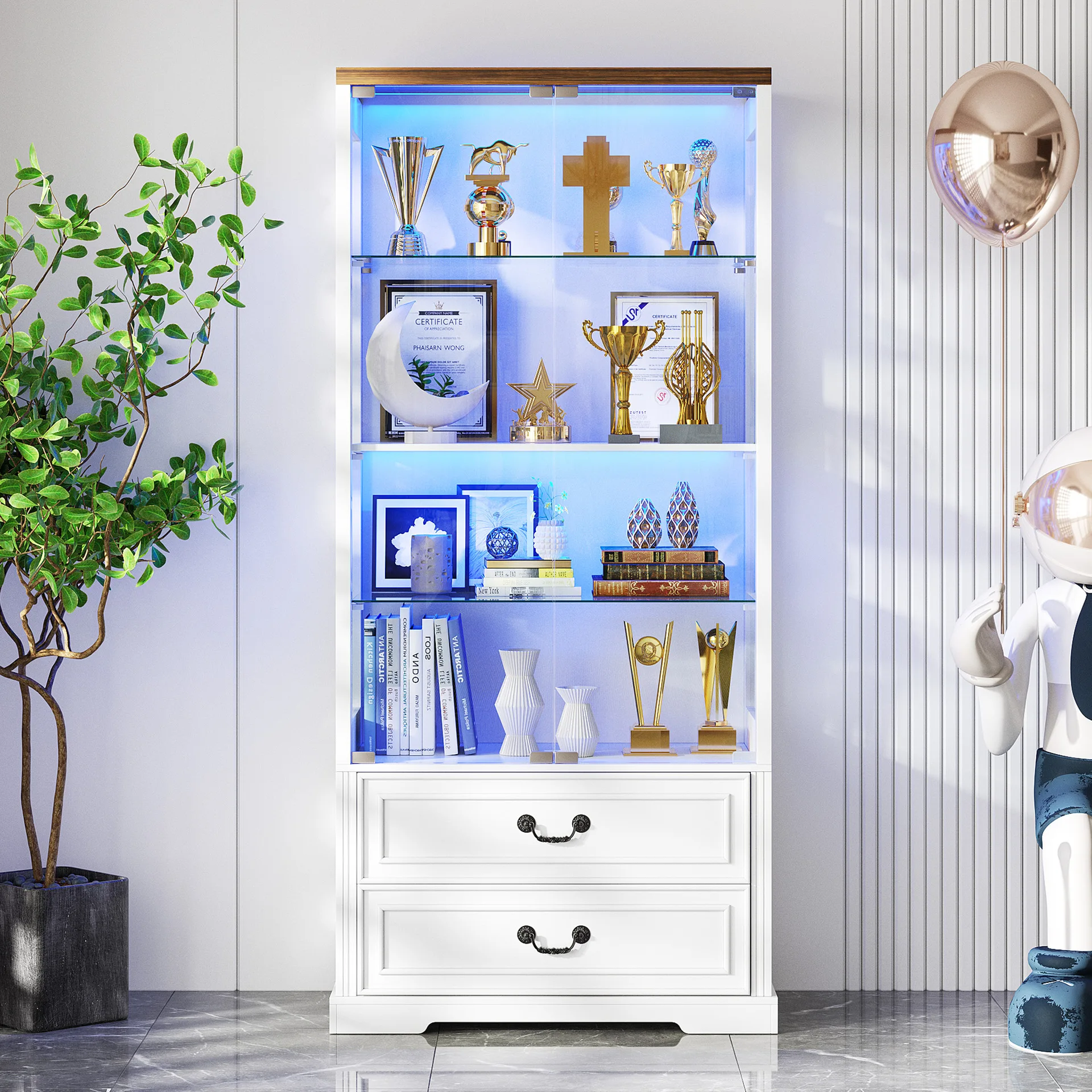 @Large storage cabinets, display cabinets with LED lights, living room bookcases, modern minimalist shelves, bedroom wardrobes