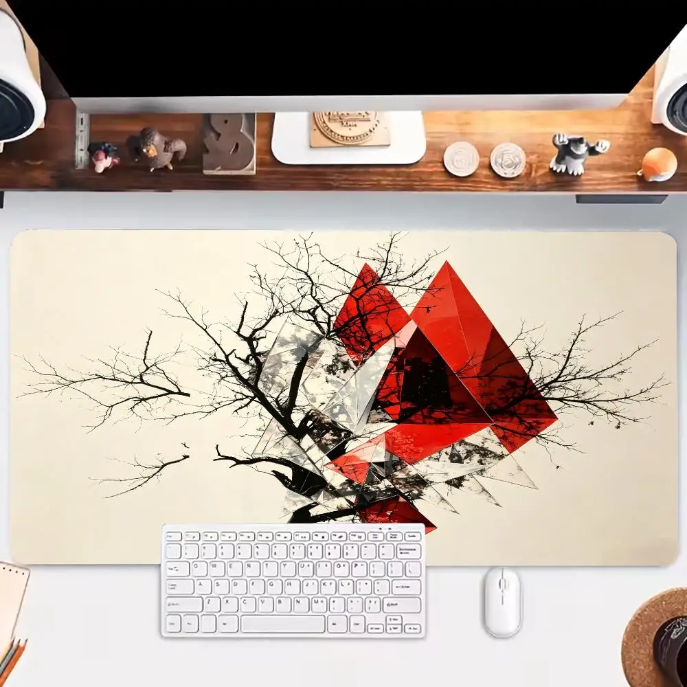 Modern Abstract Art mousepad Grunge Geometric Design Natural Rubber Non Slip High Definition Printing Pad