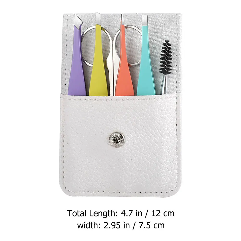 1Set Colorful Eyebrow Tweezers Set Stainless Steel Eyebrow Trimmer Kit Portable Lightweight Travel Grooming Tools for Women