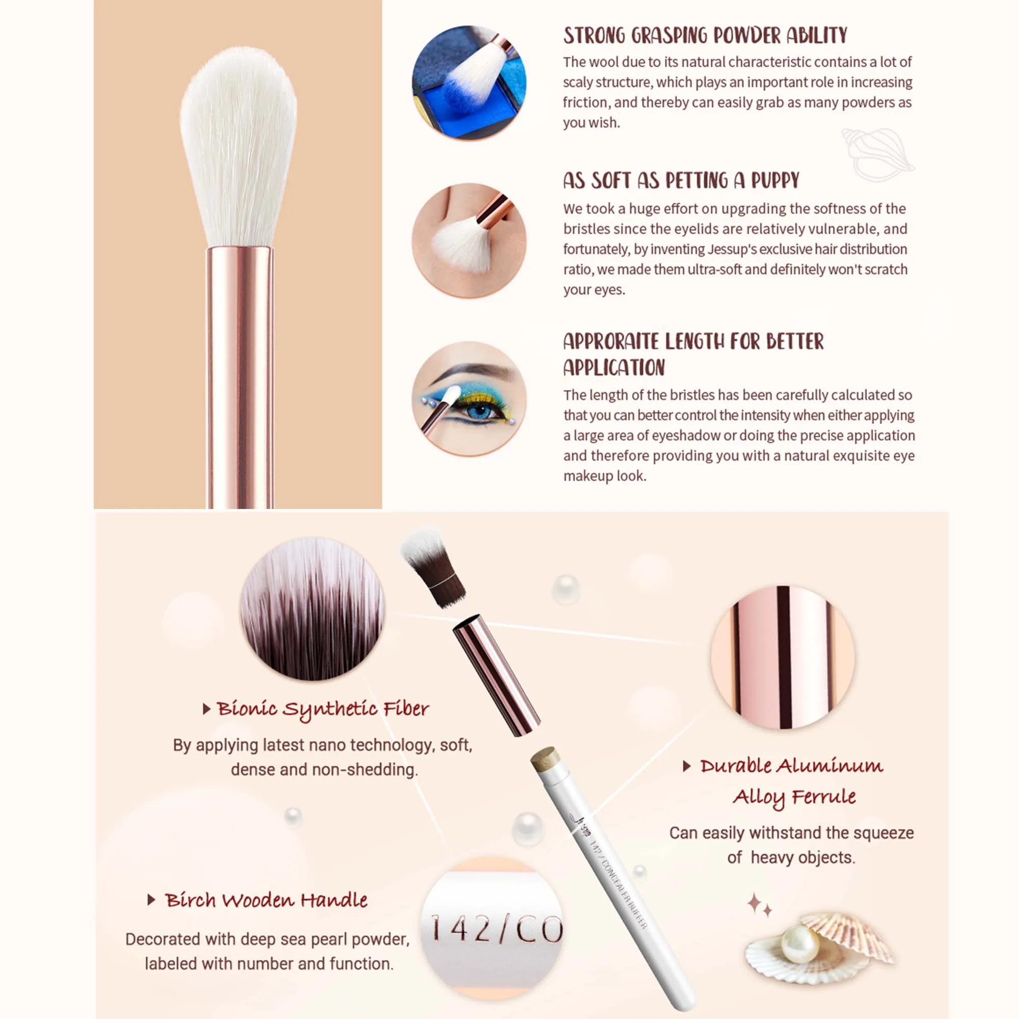 Jessup Makeup Brush set Free Shipping, 3pcs Makeup Brushes,Blending Foundation Eyeshadow Liner Powder Contour Highlight T228