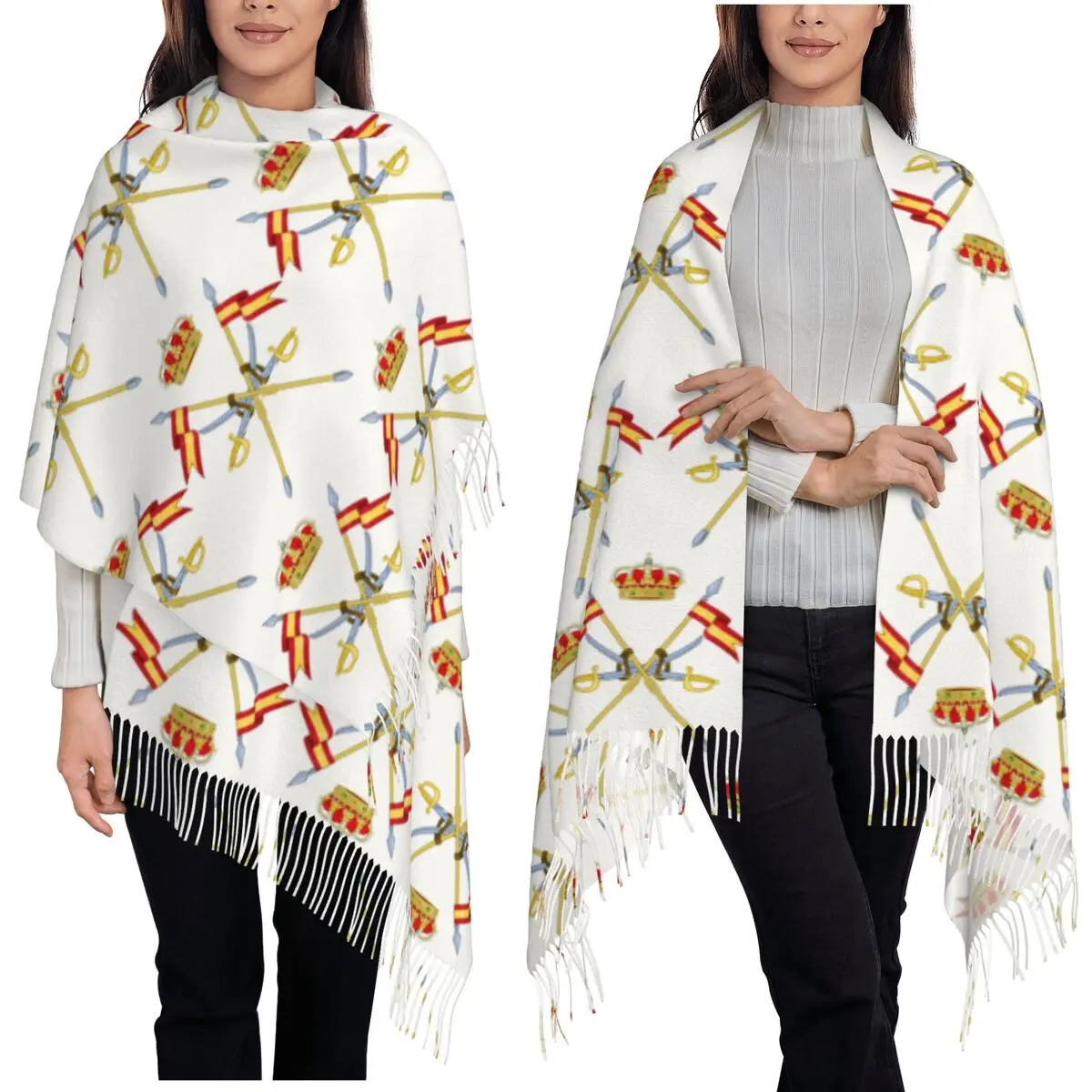 Emblem Of The Spanish Civil Guard Scarf Tassel Scarves Women Soft Warm Shawls and Wraps Large Fall Winter Shawl Wrap