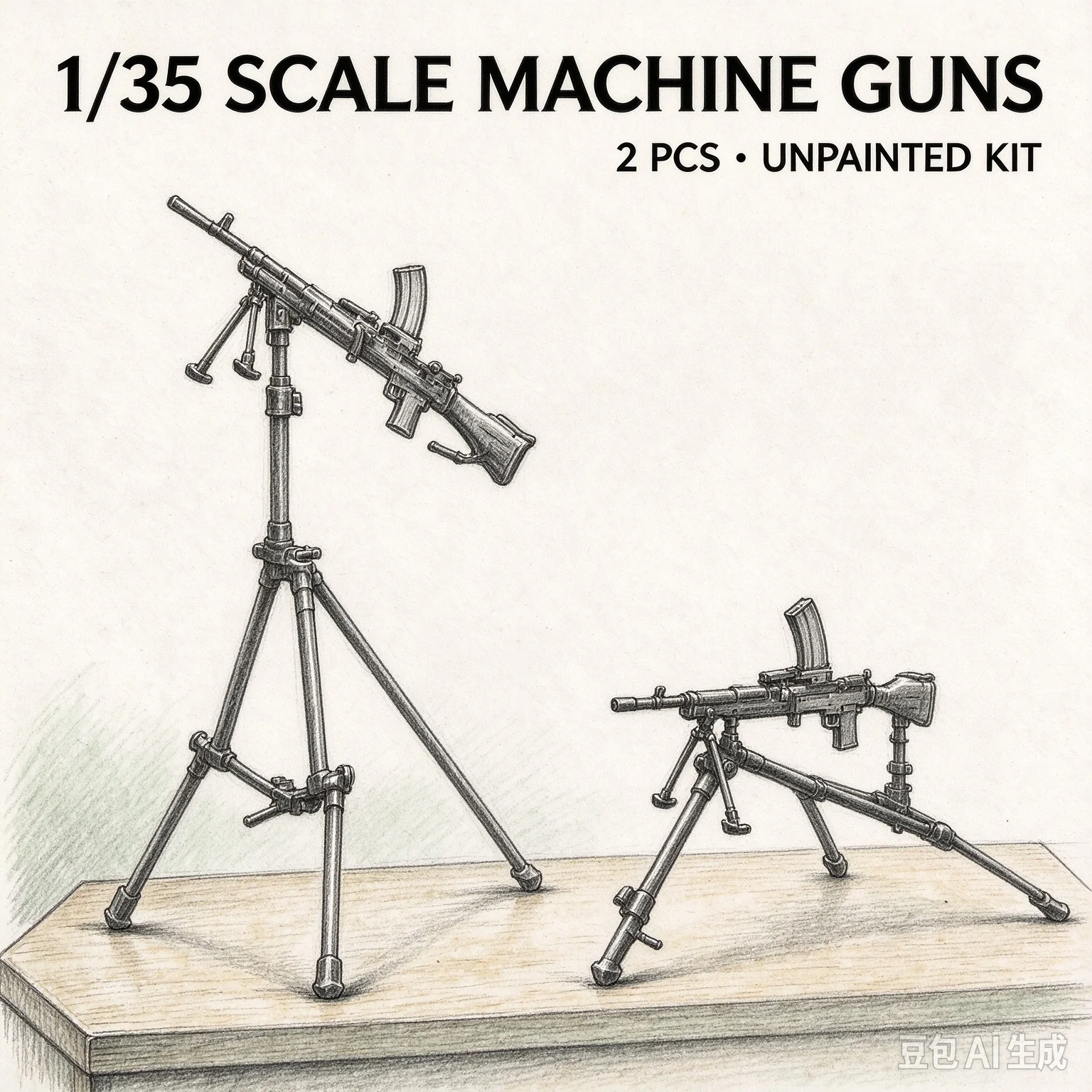 2 Pcs 1/35 Scale Unpainted Resin Machine  Tripod Model Set for Diorama Building