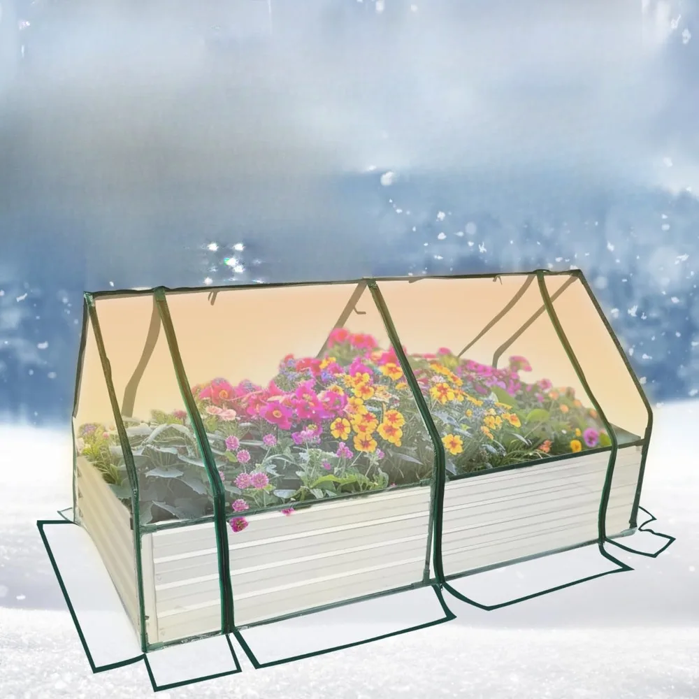 

Garden Buildings 8x2x1 Galvanized Elevated Garden Bed, Elevated Flower Bed with Greenhouse,large Flower Bed Outdoor Elevated Bed