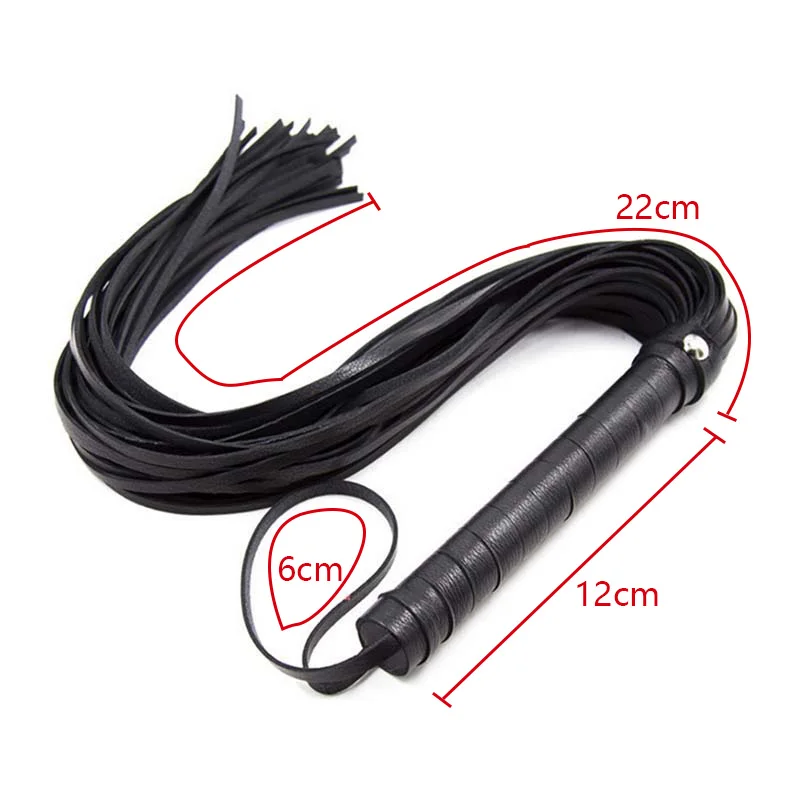 PU Leather Pimp Whip Racing Riding Crop Party Flogger Hand Cuffs Queen Black Horse Riding Whip