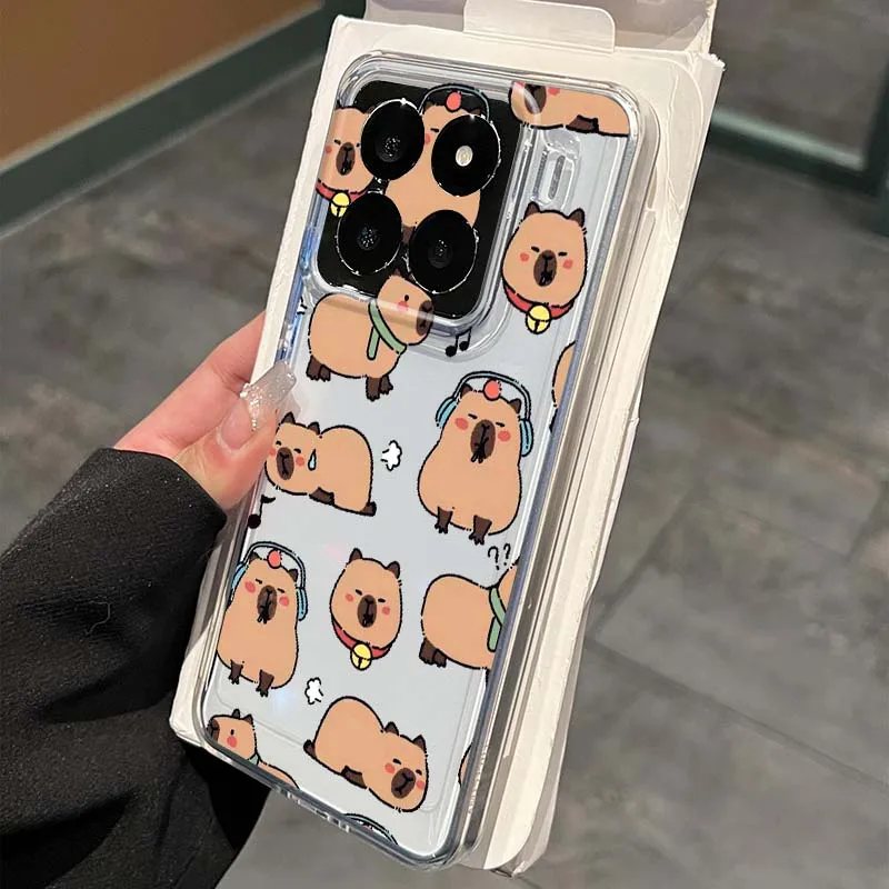 

Cute Capibala Anime For Xiaomi 17 15 14 13 12 12S 12X 12T 11 11T Pro max Lite ultra TPU Transparent Phone Case