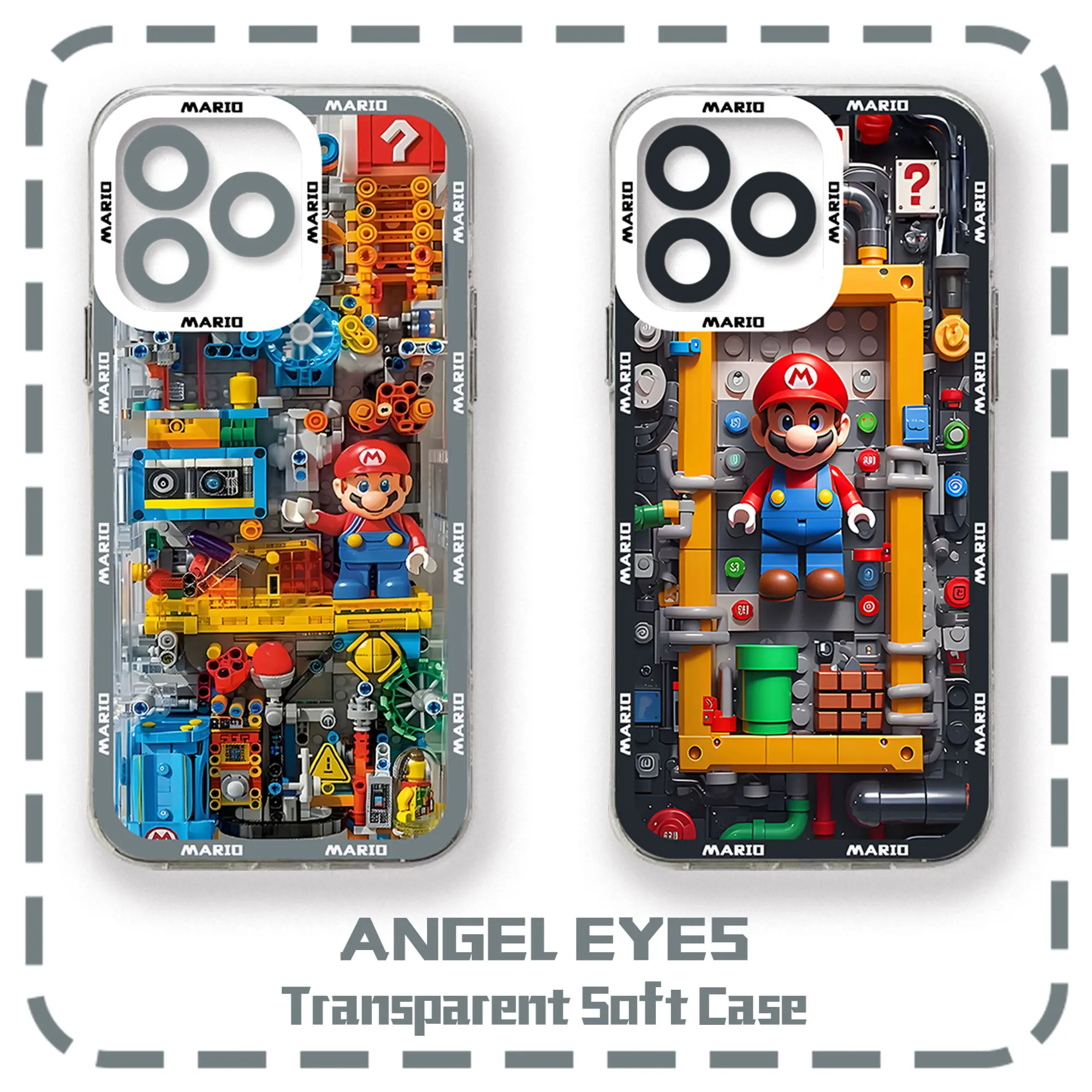 Fashion building blocks M-Marios Phone Case For iPhone 16 15 14 13 12 11 Mini Pro Max X XR XSMax 7 8 Plus SE20 Transparent Cover