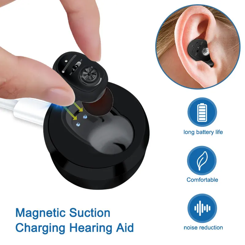 

CIC Hearing Aid Rechargeable High Power Sound Amplifier Digital Hearing Aids Invisible Waterproof Earphone For Deafness audifono