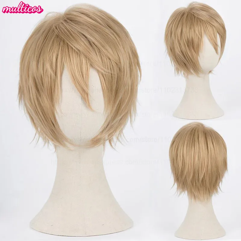 Farben Kurze Gerade Cosplay Perücke Layered Shaggy Flauschig Rot Rosa Braun Grün Blau Hitzebeständige Kunsthaar Party Anime Perücken – Detail 14