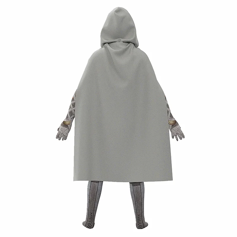 Traje encapuzado tridimensional do cabo do cavaleiro do luar para crianças, calças justas do cosplay, roupa do Dia das Bruxas, 3D