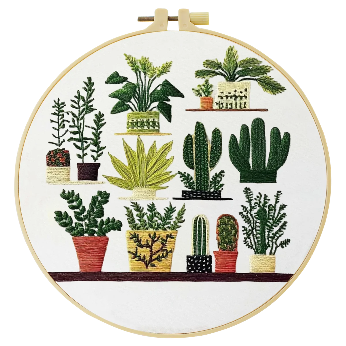 1 Stück 20X20CM/15X15CM 7,87/6,3 Zoll Topfpflanzen-Stickerei-Starter-Kit DIY-Kit DIY-Stickerei-Set Handarbeiten Nadelkunst – Detail 3
