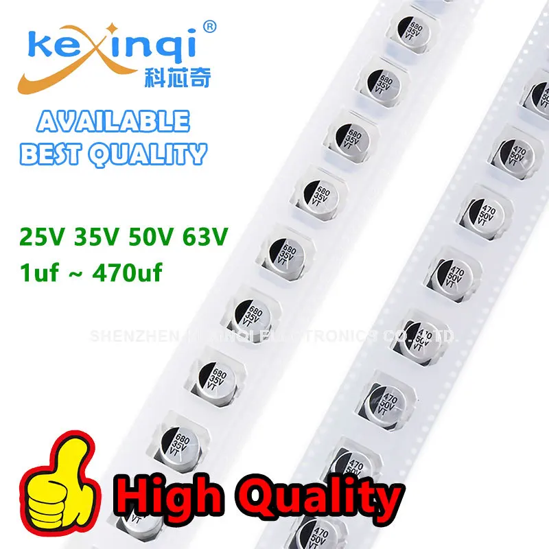 10pcs SMD Aluminum Electrolytic Capacitor 25V 35V 50V 63V 1uf 2.2uf 3.3uf 4.7uf 10uf 22uf 33uf 47uf 100uf 220uf 330uf 470uf