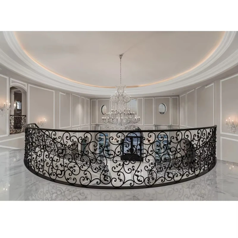 Wrought iron stair railing residential galvanized iron work guardrail home decoration