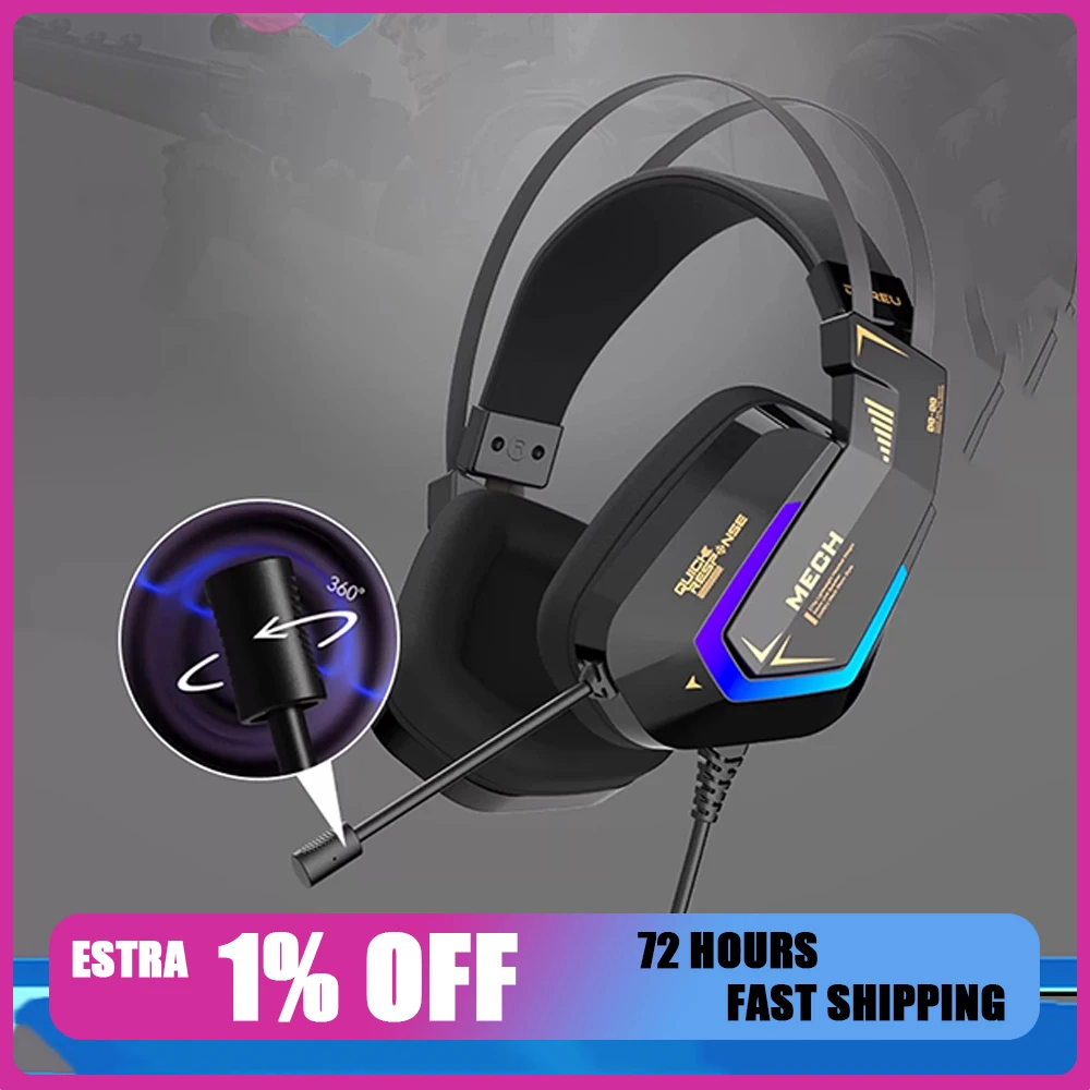 

Наушники Dareu EH732 с эффектом объемного звука 7.1, адаптацией к форме головы, 50-мм динамиками, RGB-подсветкой, шумоподавлением и микрофоном для ПК