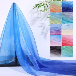 Pearlescent Gradient Organza Fabric By The Meter for Decoration Dress Hanfu Skirt Sewing Fantasy Seven Colored Cloth White Blue