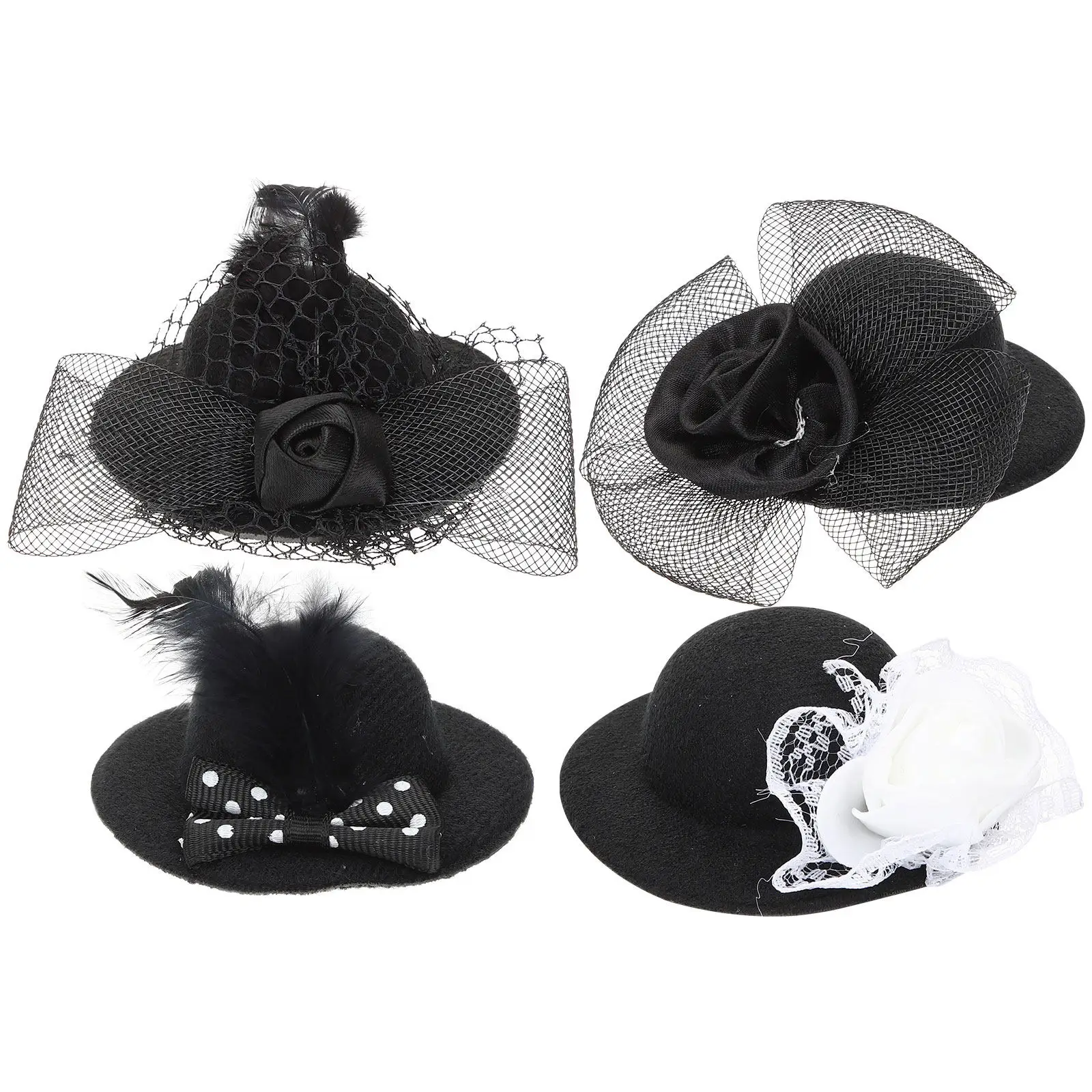 4Pcs Mini Hats Small Lightweight Craft Tiny Hats Tea Party Dress Up Costume Accessories Mini Top Hat Tiny Top Hat