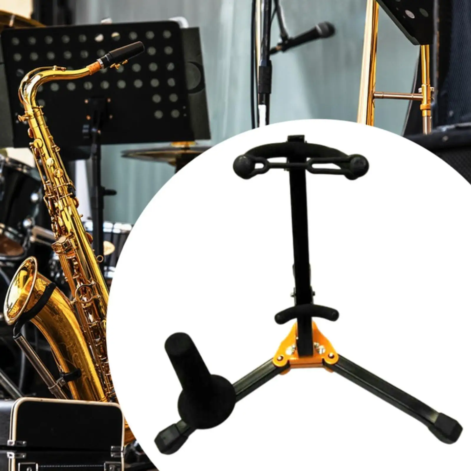 

Folding Saxophone Tripod Stand Sturdy Easy to Carry Compact Versatile Saxophone Holder Rack