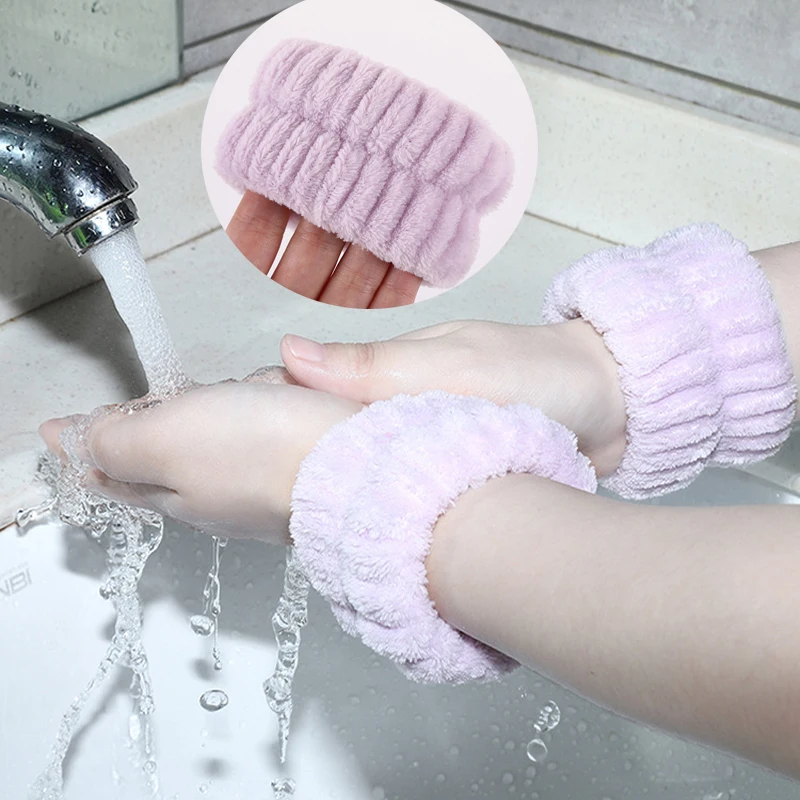 Face Wash Hand Band Super Absorbant  Plush Hand Wash Wristband Flannel Wrist Anti-wet water Band Sports Sweat Absorbent Sleeve