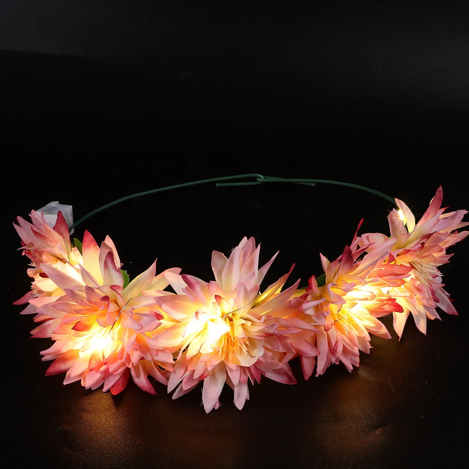 

Набор из 5 светодиодных повязок на голову с цветами для женщин, светящийся цветочный венок, декоративный модный головной убор в виде короны из роз, светящиеся аксессуары для волос