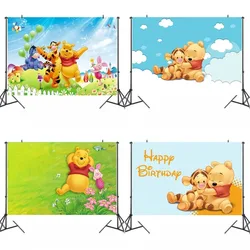 Cartoons Winnie The Pooh Backgrounds Vinyl Cloth Customizable Photo Shootings Backdrops For Baby Birthday Party Photo Studio