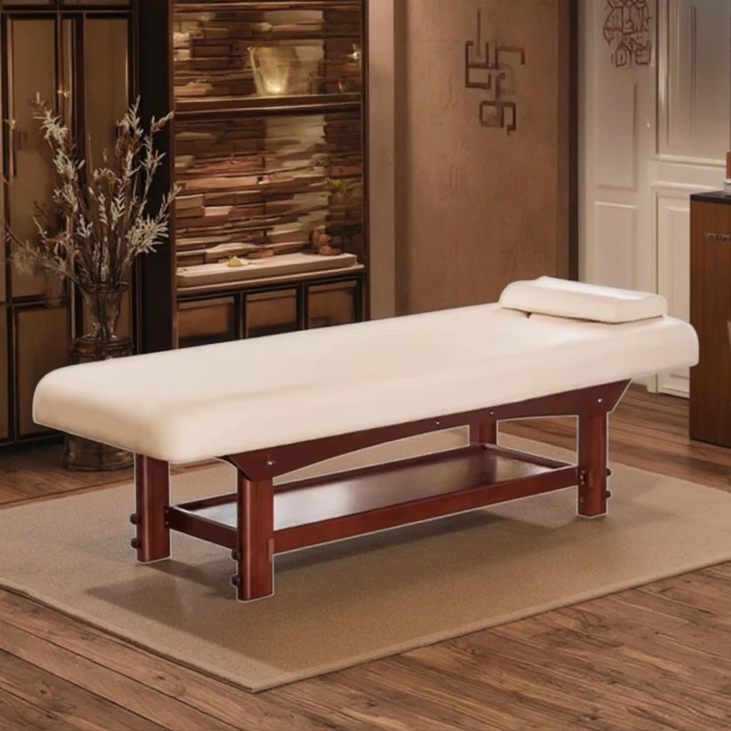 

Solid Wooden Base Portable Full Body SPA Bed Chinese Style Massage Tables for Cupping Treatment for Living Room Bedroom Hotel