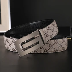 2024 New Luxury Designer Male Belts Men High Quality Canvas Genuine Leather Belt Automatic Buckle Strap Belt for women Jeans