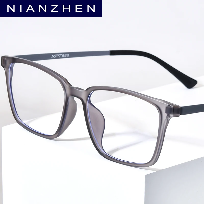 NIANZHEN Rubber Titanium Glasses Frame Men Square Brand Design Eyeglasses Ultralight-Weight Retro Eyewear Spectacles 9822