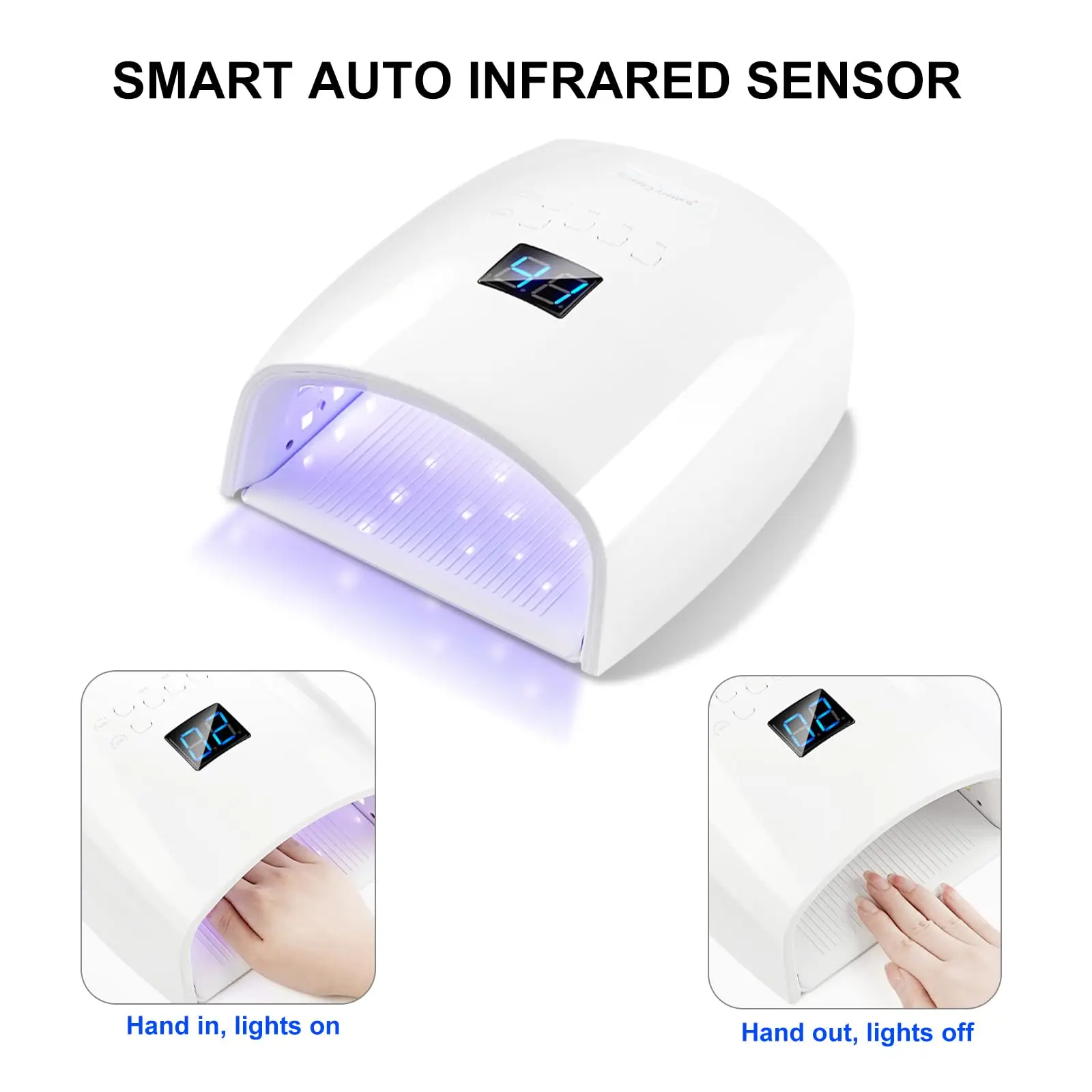 Lampada per unghie UV LED da 66 W, luce UV wireless ricaricabile professionale per unghie in gel, 5 impostazioni timer Luce per unghie gel, Essiccatore per unghie