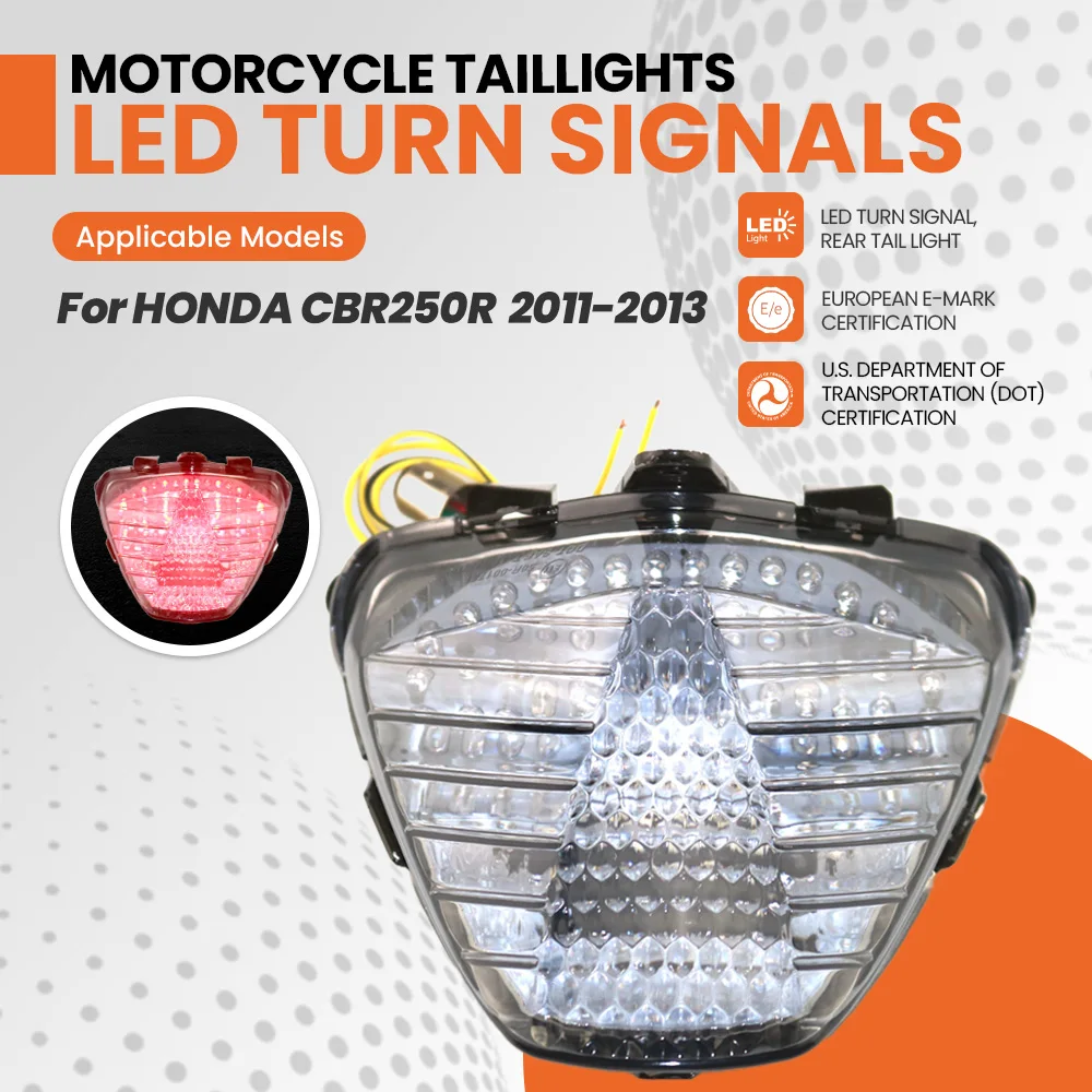 Motorcycle LED Brake Turn Signal Tail Light Taillight E-Mark For HONDA 2011-2013 CBR250R CBR-250R CBR 250R
