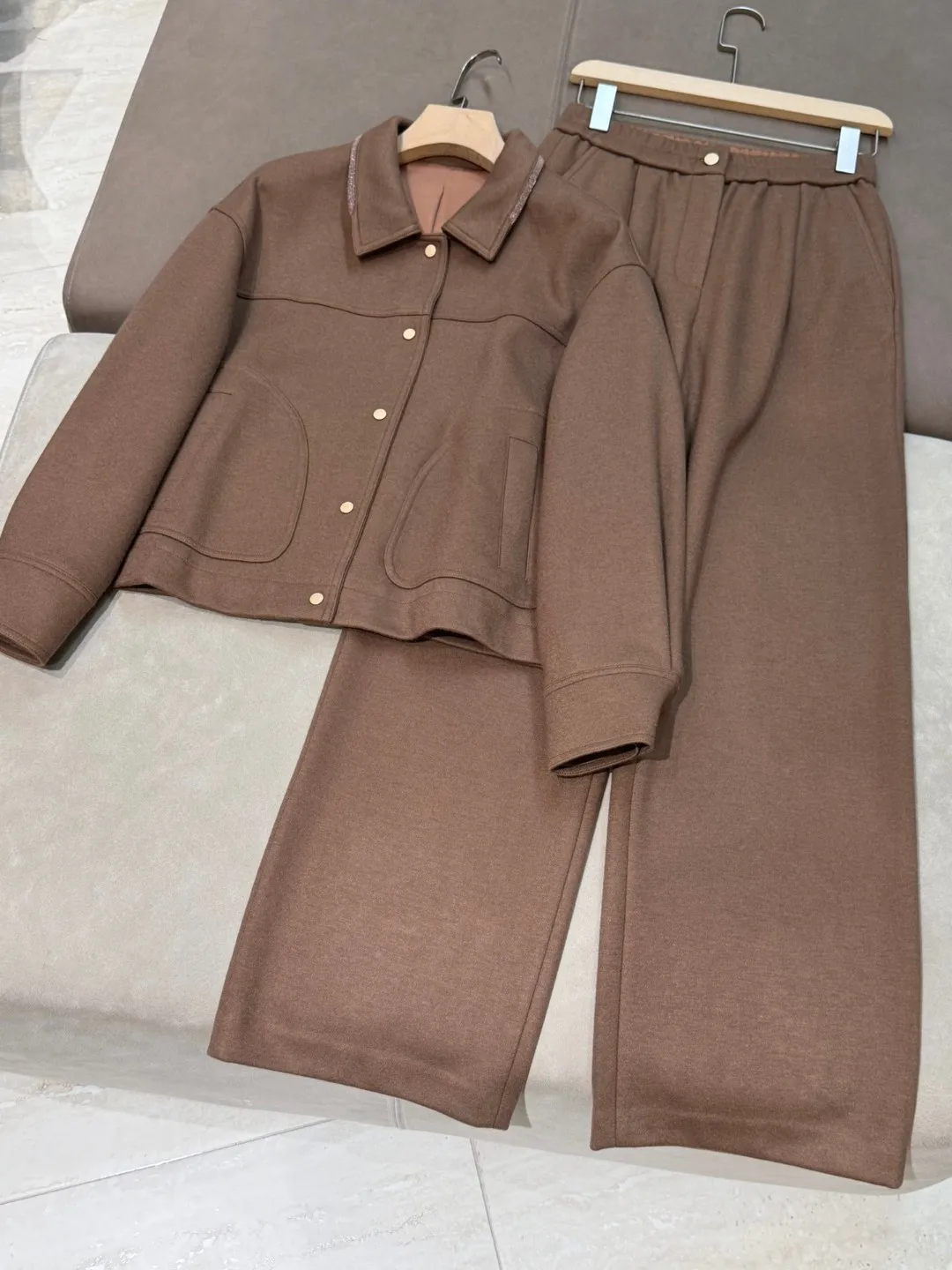 Casual solid color fashionable thick wool pants suit