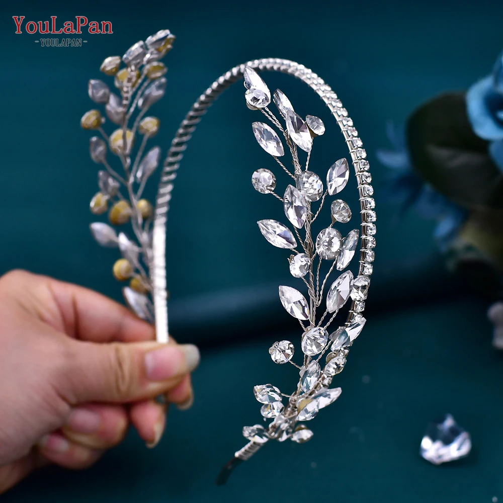 

YouLaPan Rhinestone Headband for Woman Bride Tiara Wedding Hair Accessories Girls Head Hoop for Party Bridal Headdress HP531