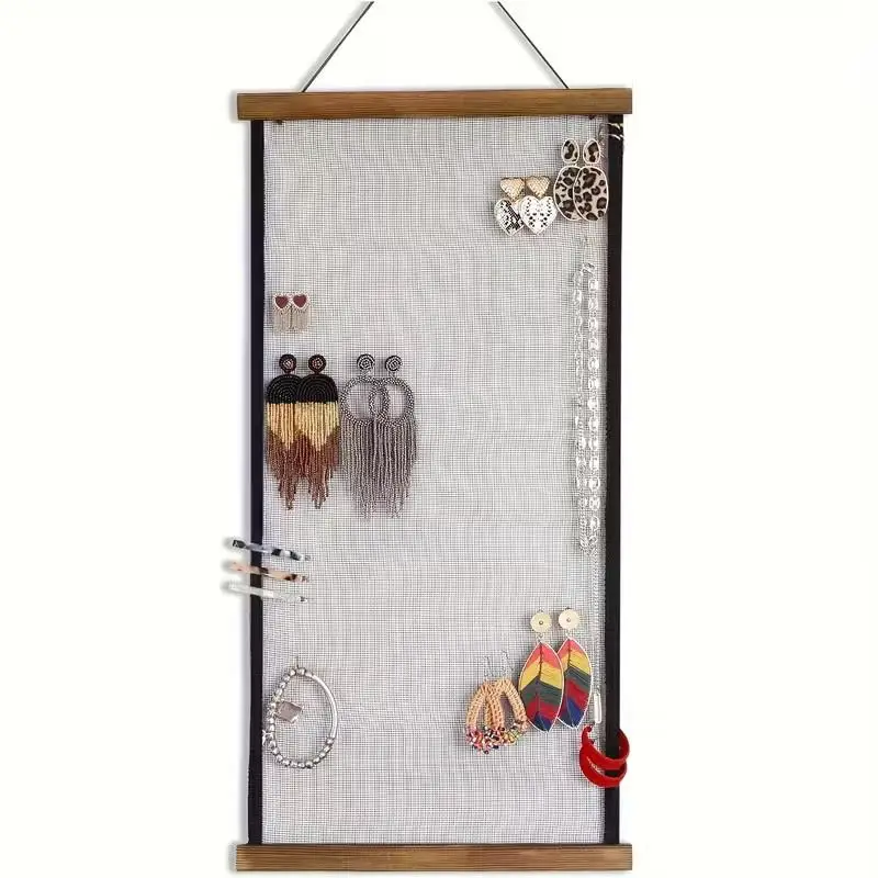 

DIY Jewelry Display Wall Rack - Multi-Hook Earring & Necklace Organizer, Space-Saving Hanging Storage for Pendants and Earrings