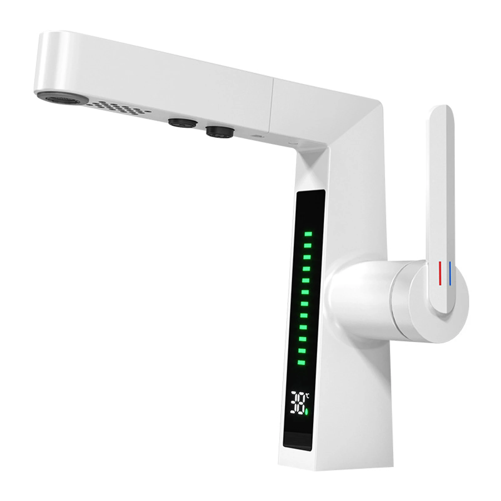 1PC LED Digital Display Bathroom Faucet Intelligent Temperature Sensor Faucet Brass Basin Taps Cold Hot Water Pull Out Lifting