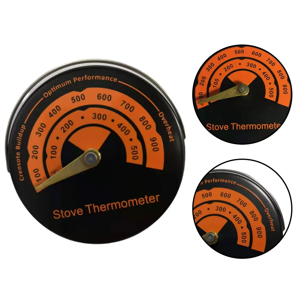 Fireplace Thermometer Temperature 0-500℃/100-900℉ 63mm Aluminum Alloy Flue Pipe Measure Measure Flue Pipe Temperature