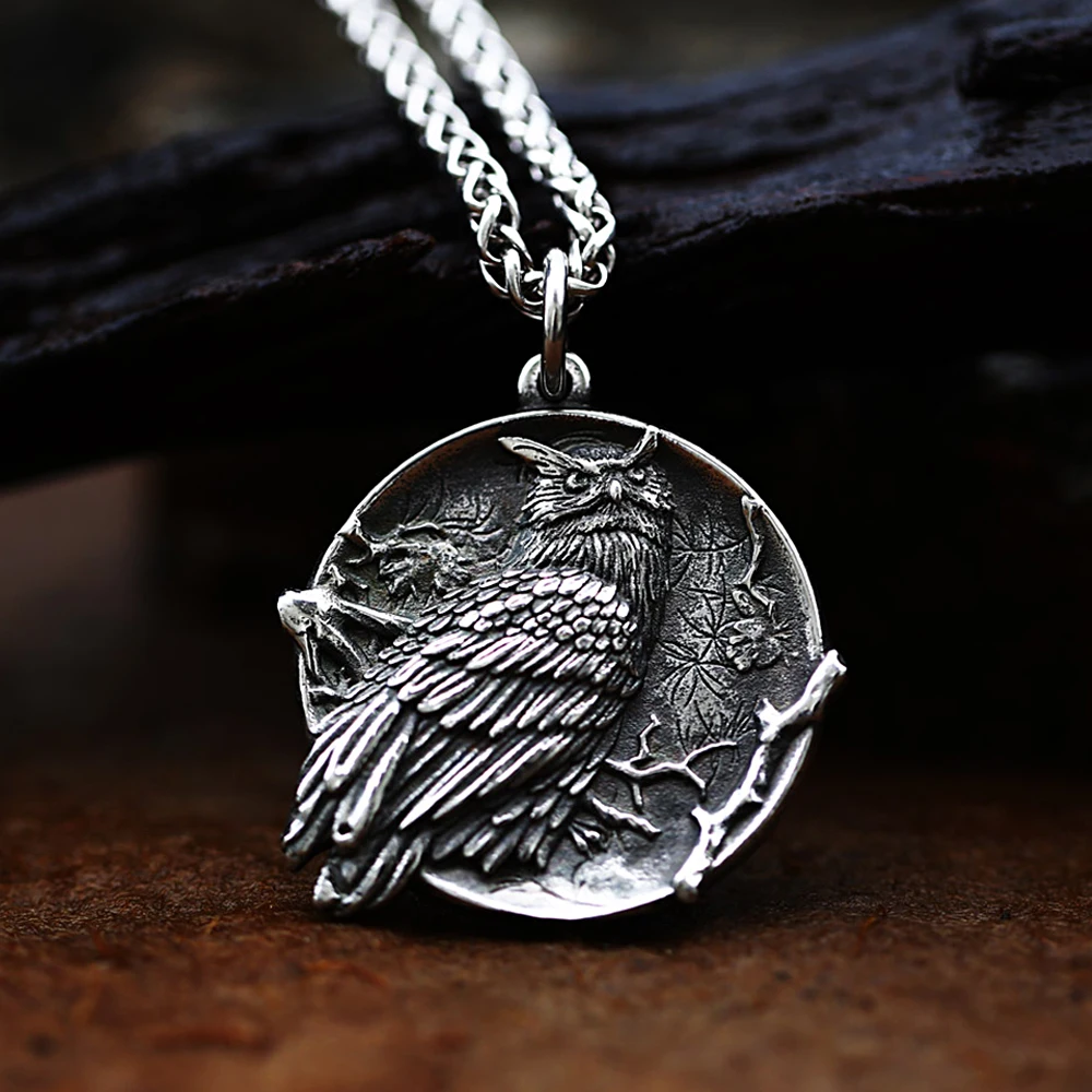 Flongo Collier Pendentif Tête De Loup Acier Inoxydable Zircon - Chaîne 55cm - Bijoux Fantaisie Homme