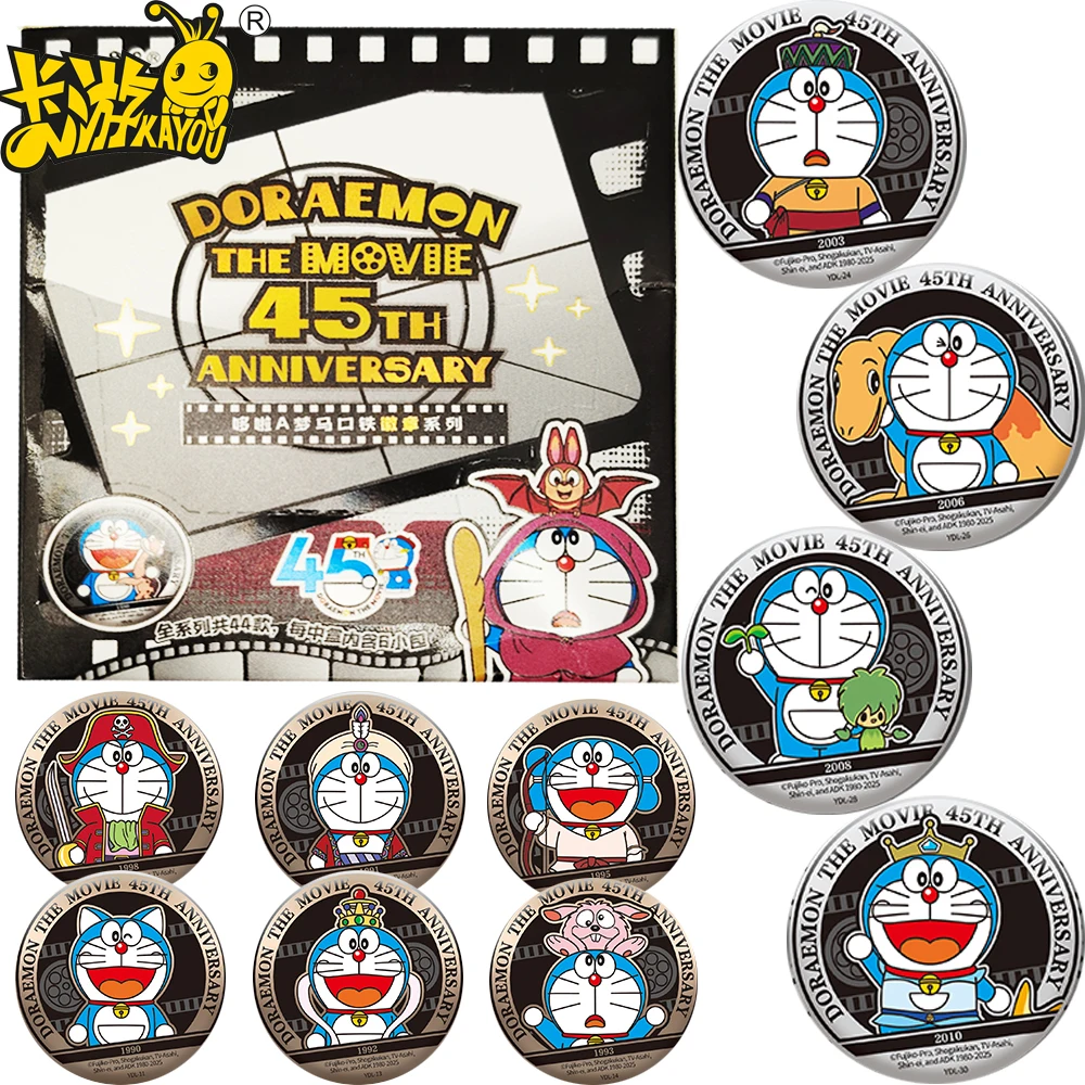 KAYOU Genuine Doraemon Creative Theme Badge Japanese Anime Cartoon Funng Round Brooch Collection Clothes Bag Decoration Gifts
