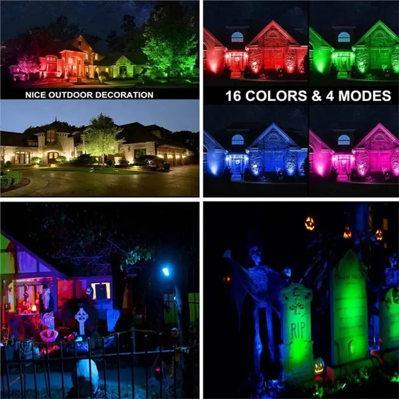 A01F-Outdoor 12V RGBW In Ground Light 3W Color LED Well Light Low Voltage Landscape Light With Remote Control 2Pcs