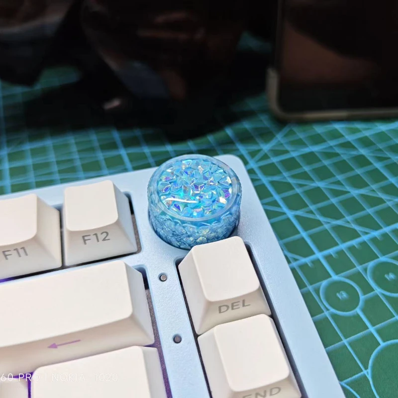 Glaring Hi75 Keyboard Knob Resin Diamonds Pressable Custom Artisan Volume Point Keycaps for Mechanical Keyboard Accessories