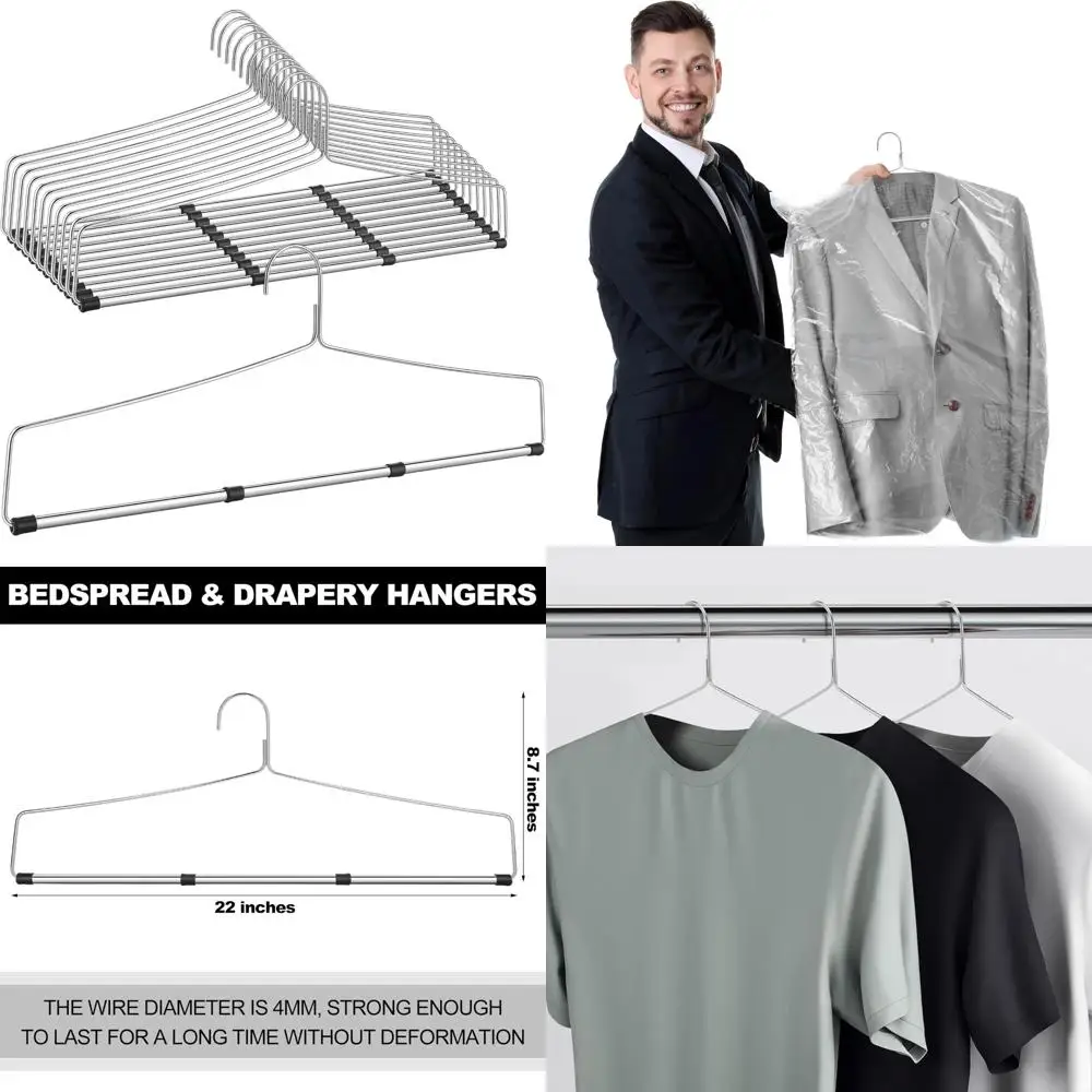 

Сверхмощные металлические вешалки для покрытий, 22-дюймовый противоскользящий резиновый рукав для постельного белья, одеял, скатерти, упаковка из 12 шт.