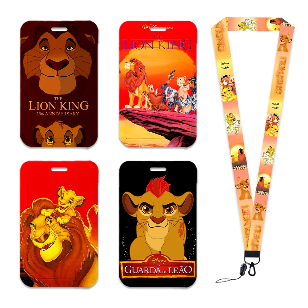

Disney Lion King Simba Kids ABS Slide Lanyard ID Credit Card Cover Bus Card Holder Charm Badge Holder Neck Strap Keychains