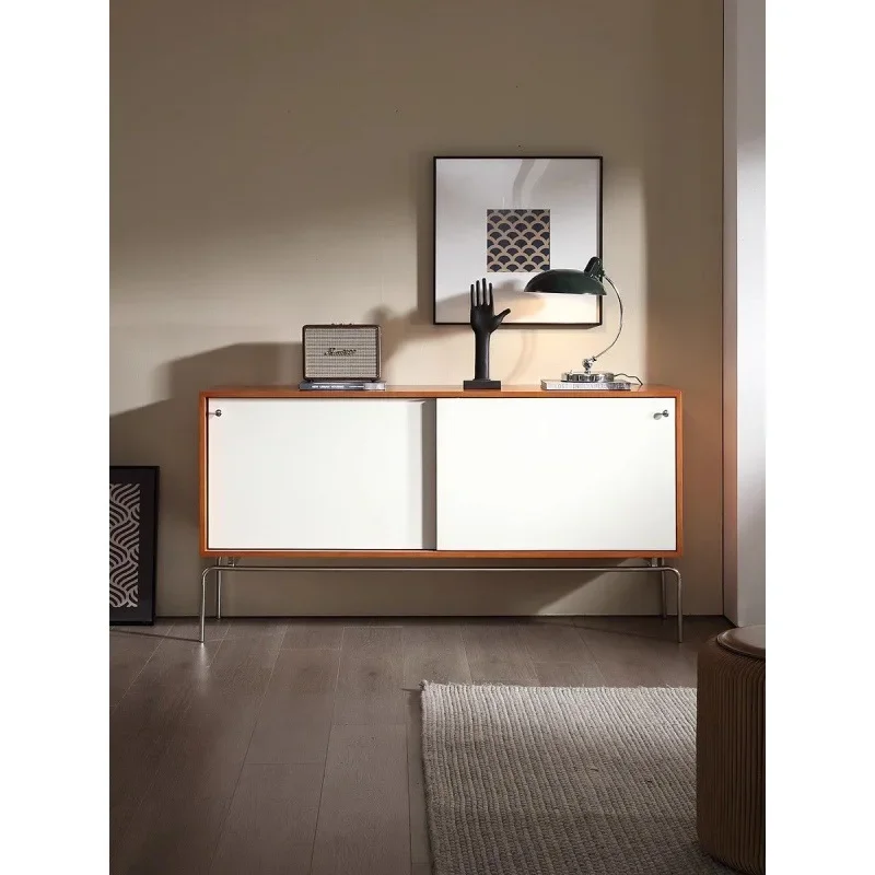 

Antik Side board Edelstahl Sattel leder Massivholz Schließ fächer Designer Retro Hochs chrank gegen die Wand.