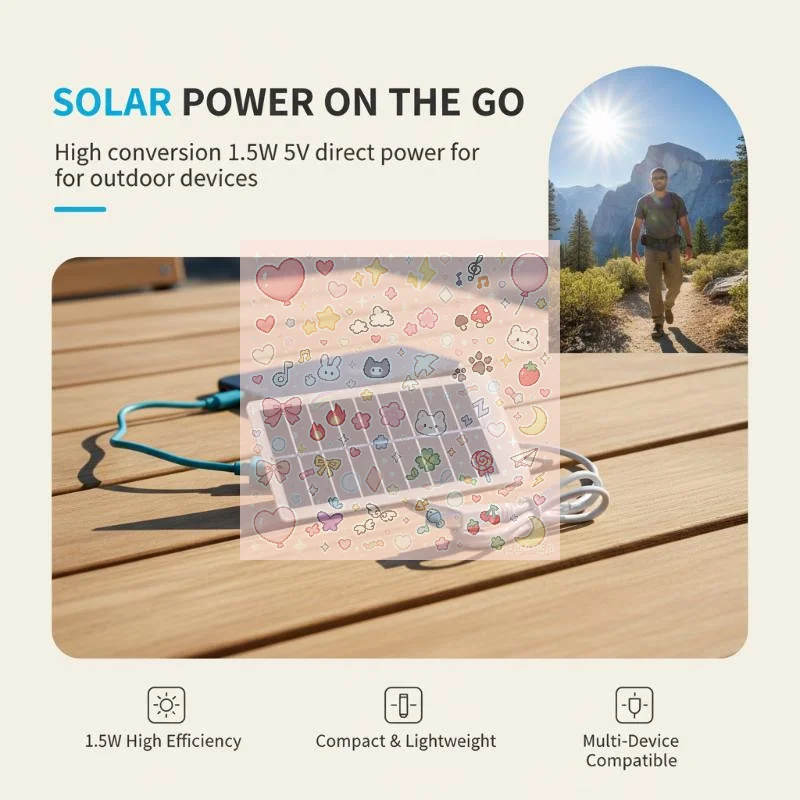 1.5W 5V USB Port Solar Charger Portable Fast Charger Mini Solar Charging Panel For Outdoor Travel Mobile Device Power Supply