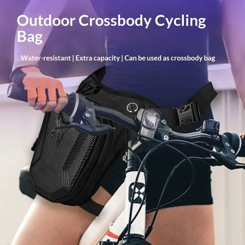 HOMEFISH 1PC Black Motorcycle Leg Bag Waterproof Rider Waist Bag Cycling Bike Crossbody Bag