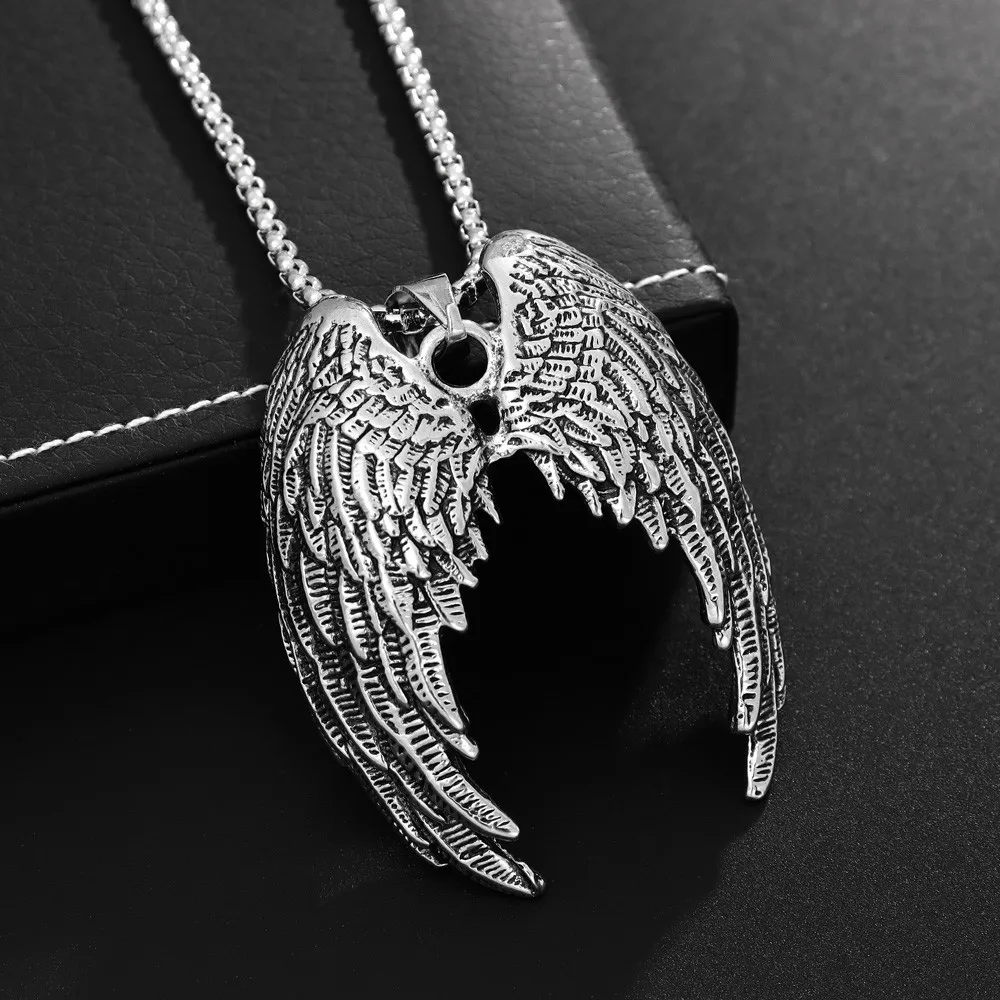 New Style Dominating Fashion Pendant Necklace Titanium Steel Angel Wings Pendant Men\'s Necklace Jewelry Wholesale