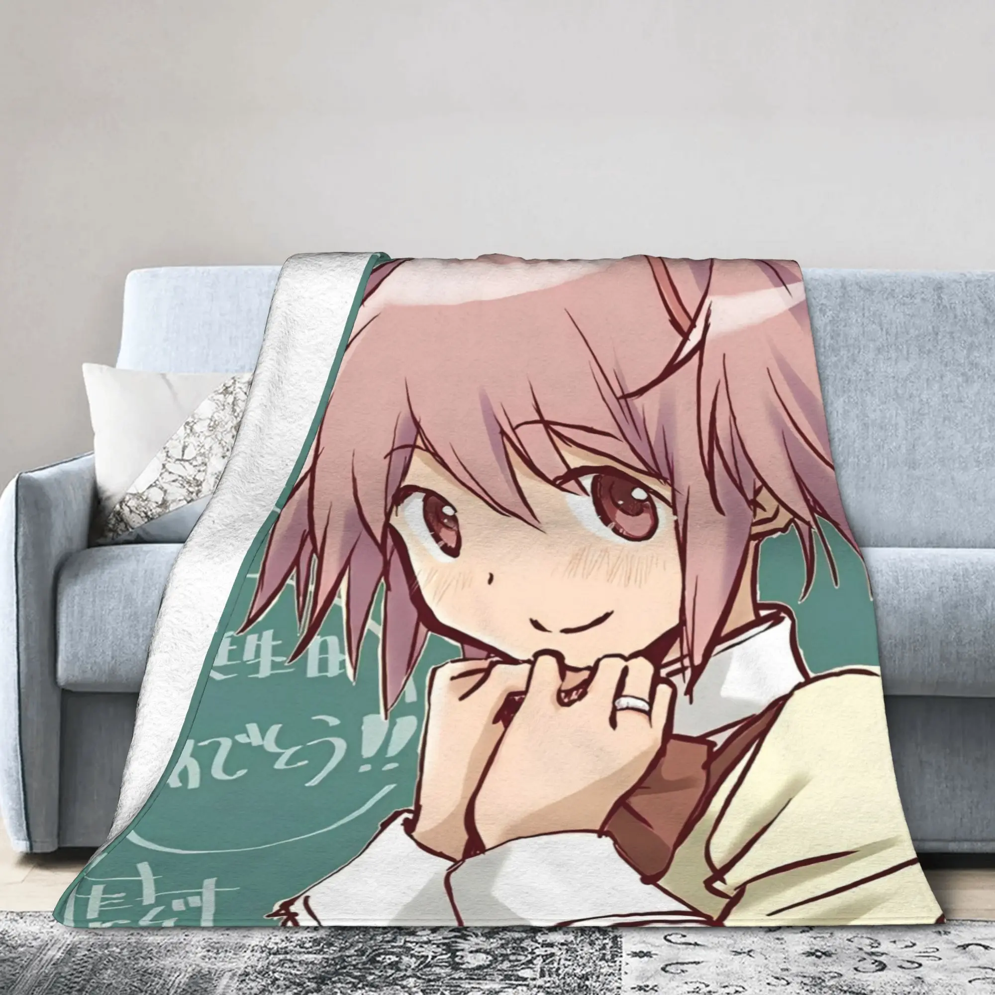 Puella Magi Madoka Magica Cartoon Blanket  Wool Funny Warm Throw Blanket for Bedspread Textile Decor,