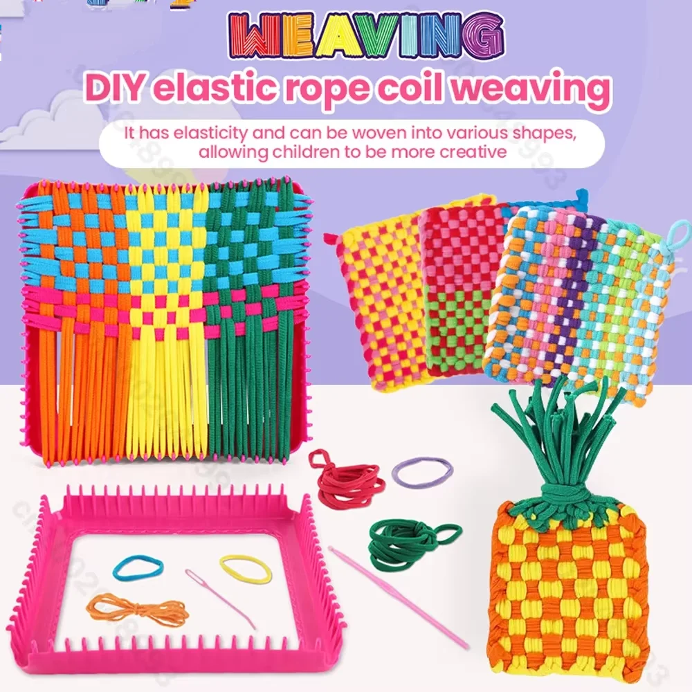 Artesanato das crianças brinquedo diy brinquedos artesanais tricô tecelagem tear conjunto corda gancho agulha acessórios crochê corda fabricante ferramenta menina