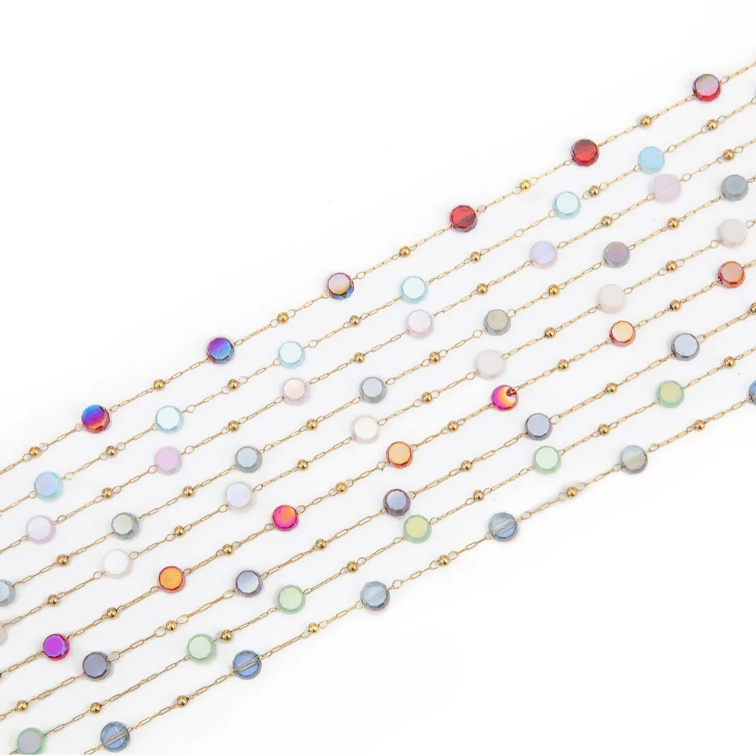 

1 Meter Stainless Steel Faceted Crystal Glass Stone Beads Chains DIY Boho Necklaces Earrings Material Bracelet Jewelry Making