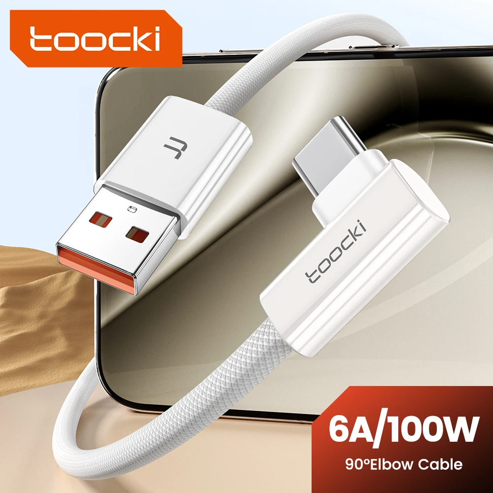 Toocki 100W 6A USB-Typ-C-Kabel für Huawei Mate 40 50 60 RS P40 Pro Nova Serie, schnelles Ladekabel, USB-C-Ladegerät, Winkel-Datenkabel