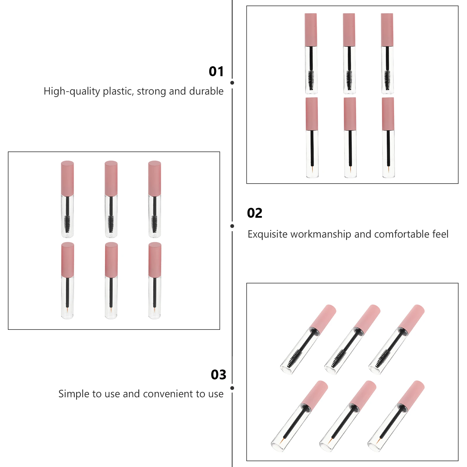 

6pcs Empty Mascara Tubes Eyeliner Stick Lip Gloss Tubes 5ml PET Material Refillable Containers For Daily Use Travel