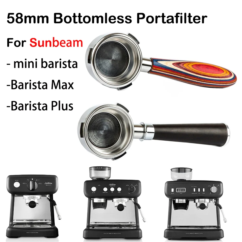 Sunbeam 58mm Bottomless Naked Portafilter 3 ears Filter Holder for Sunbeam Mini Barista/Barista Max/Barista Plus Coffee Machine